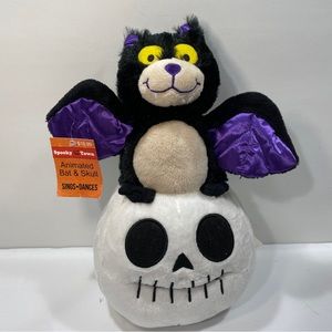 Spooky Town Halloween Animated Vampire Bat & Skull Plush READ